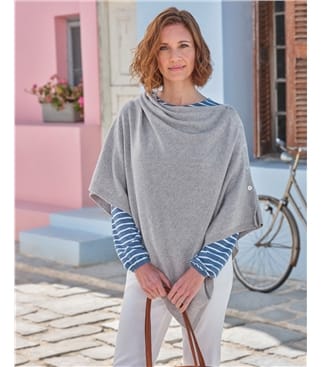 Cashmere Merino Blend Button Poncho