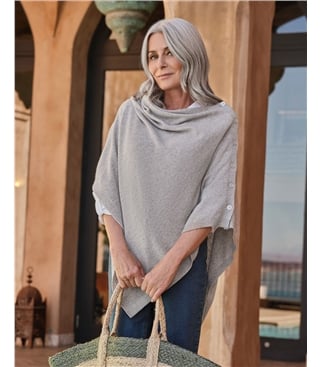 Cashmere Merino Blend Button Poncho