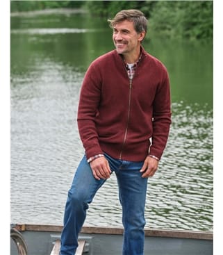 Mens Lambswool Lincoln Zipper Cardigan