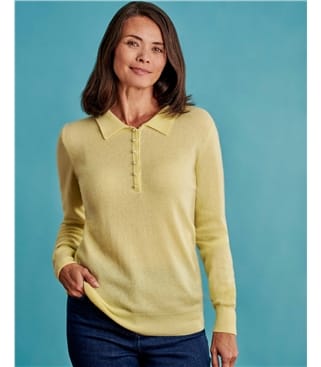 Womens Cashmere & Merino Knitted Polo Shirt