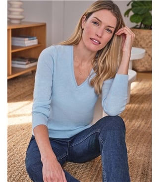 Kaschmirpullover mit V-Ausschnitt