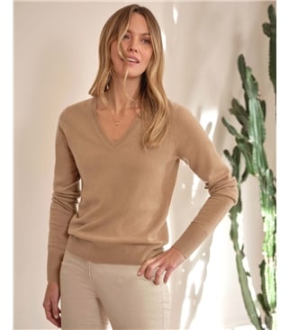 Kaschmirpullover mit V-Ausschnitt