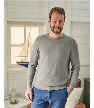 Organic Cotton Cashmere Textured Crew Neck Sweater