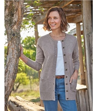 Lambswool Ladies Crew Neck Cardigan