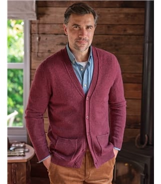 Mens Lambswool V Neck Cardigan