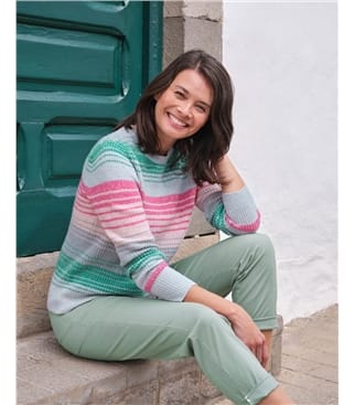 Pullover mit gemischten Streifen