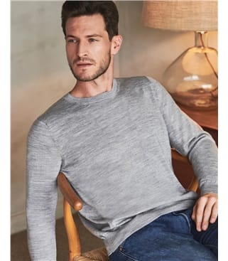 Grey Marl | Merino Crew Neck Sweater | WoolOvers UK