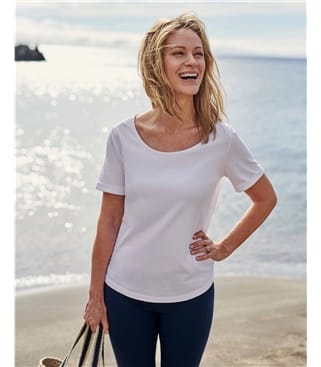 T-Shirt mit U-Ausschnitt aus Bio-Baumwolle für Damen