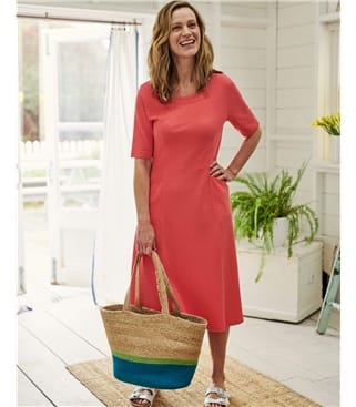 Coral | Textured Fit & Flare Dress | WoolOvers AU