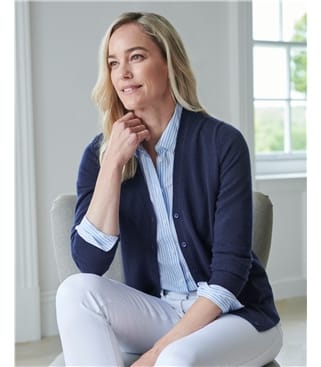 Kaschmir Strickjacke mit V-Ausschnitt