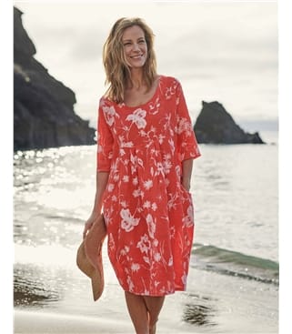 Womens Linen Pocket Tunic Dress