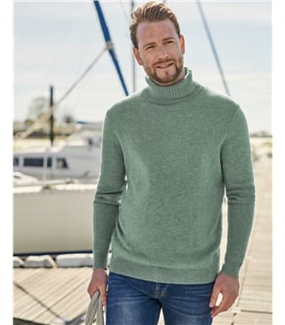 mens green roll neck jumper