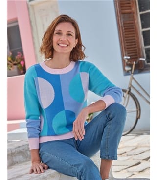 Brushed Colour Block Spot Jumper