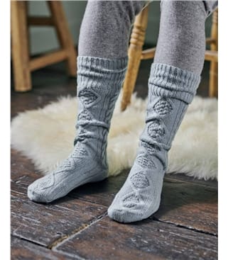 Womens Lambswool Cable Sock