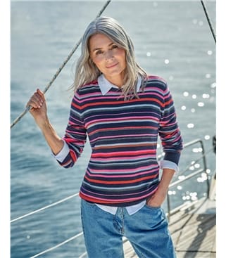 Variegated Stripe Crew Neck Sweater