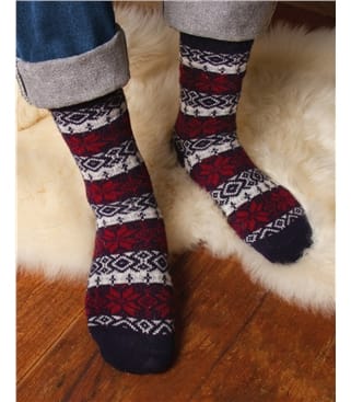 Fairisle-Socken für Herren aus Merinowolle