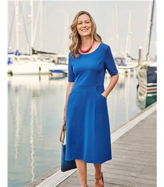 Astral Blue | Textured Fit & Flare Dress | WoolOvers AU