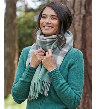 Merino Lambswool Wide Check Scarf