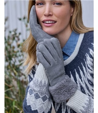 Gants fourrés à revers - Femme - Peau de mouton