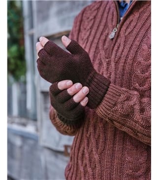 Fingerlose Handschuhe aus Lammwolle für Herren