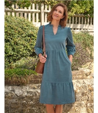 Embroidered Detail Cord Dress