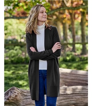 Cashmere and Merino Edge to Edge Long Cardigan