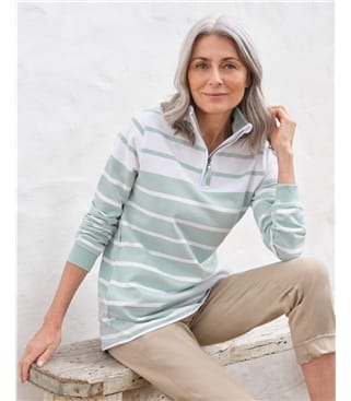 Sweat-shirt à col zippé - Femme - Pur Coton Bio