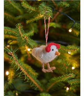 Ellie Earmuff Chicken Felted Christmas Decoration