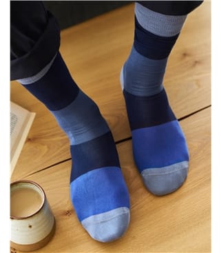 Mens Colourblock Pima Cotton Socks