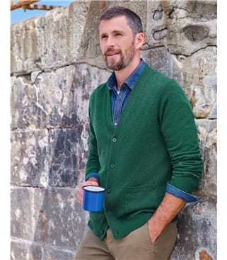 Cardigan à col V - Homme - Cachemire & Mérinos