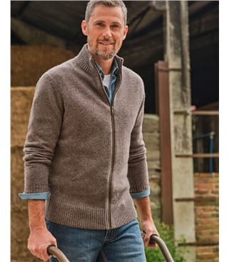 Mens Lambswool Lincoln Zipper Cardigan