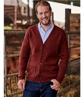 Mens Lambswool V Neck Cardigan
