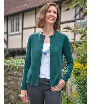 Strickjacke mit Rundhalsausschnitt aus Merino- und Kaschmirwolle für Damen
