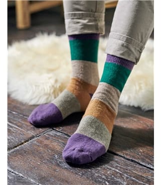 Chaussettes rayées - Homme - Laine d'Agneau mélangée