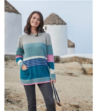 Pullover mit Farbblöcken und Rundhalsausschnitt