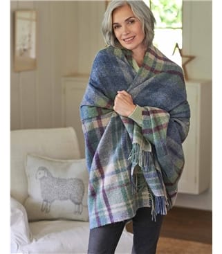 Large Pure Wool Check Throw