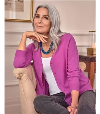 Cashmere Merino Classic V Neck Cardigan