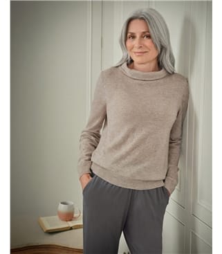 Pull encolure 'Jackie Kennedy' - Femme - Cachemire & Mérinos