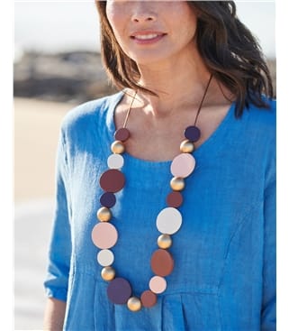 Wooden Bead Disc Necklace
