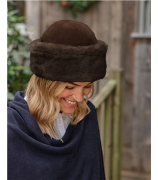 Chapeau rond doublé en peau de mouton