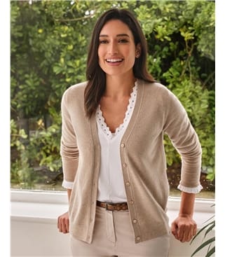 Kaschmir Strickjacke mit V-Ausschnitt