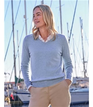 Cashmere & Merino V Neck Knitted Jumper