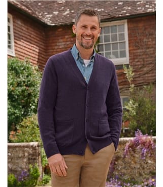 Strickjacke mit V-Ausschnitt aus Merinowolle und Kaschmir für Herren