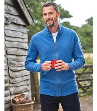 Mens Lambswool Lincoln Zipper Cardigan