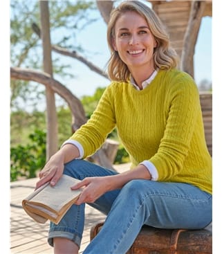 Pull torsadé à col rond - Femme - Cachemire & Mérinos