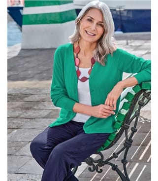 Cashmere Merino Classic V Neck Cardigan