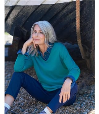 Cashmere & Merino V Neck Knitted Jumper