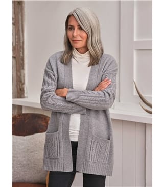 Lambswool Edge To Edge Cable Cardigan