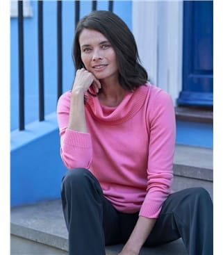 Pink Flambe | Cashmere & Merino Crew Neck Knitted Jumper | WoolOvers UK