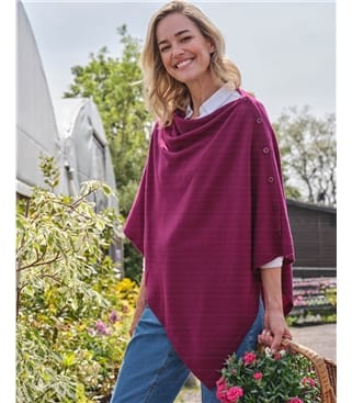 Cashmere Merino Blend Button Poncho